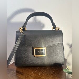 Kate Spade Katy small textured leather Black and gold Handbag crossbody preloved